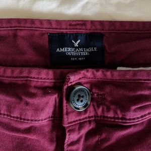 Burgundy AEO midi shorts